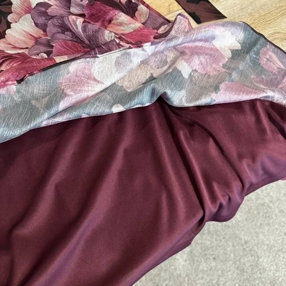 NWT London Times Pink Floral Crepe Vneck Sleeveless Dress 12 - Picture 6 of 12